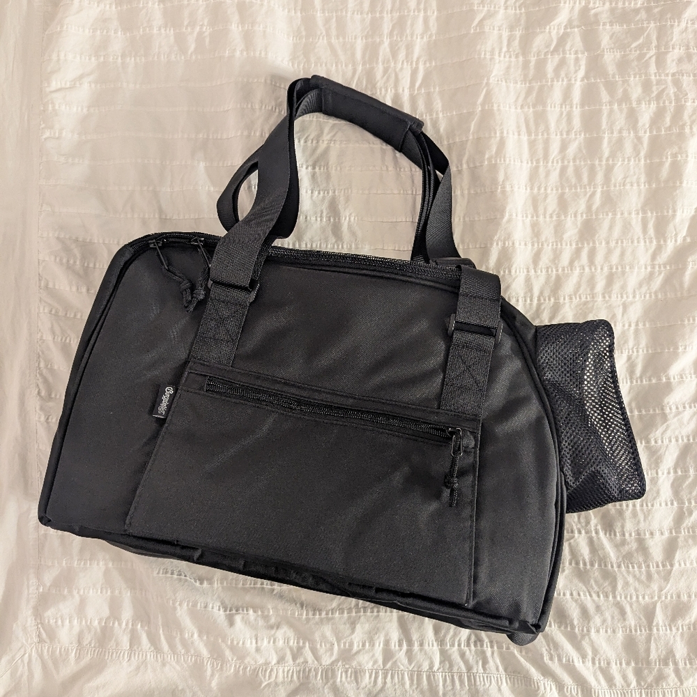 BurgeonNest Dog Carrier Tote Bag - Zip Mesh Top, Inner Tether, Pockets